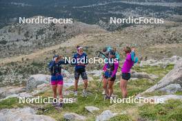 14.10.2023, Font-Romeu, France (FRA): Juliette Ducordeau (FRA), Liv Coupat (FRA), Léna Quintin (FRA), Flora Dolci (FRA), Mélissa Gal (FRA), (l-r) - Cross-Country training, Font-Romeu (FRA). www.nordicfocus.com. © Authamayou/NordicFocus. Every downloaded picture is fee-liable.