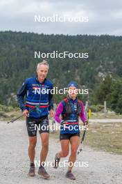 14.10.2023, Font-Romeu, France (FRA): Vincent Vittoz (FRA), Coach Team France, Flora Dolci (FRA), (l-r) - Cross-Country training, Font-Romeu (FRA). www.nordicfocus.com. © Authamayou/NordicFocus. Every downloaded picture is fee-liable.