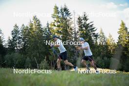 26.09.2023, Oberhof, Germany (GER): Cyril Faehndrich (SUI), Valerio Grond (SUI), (l-r) - Cross-Country training, Oberhof (GER). www.nordicfocus.com. © Reichert/NordicFocus. Every downloaded picture is fee-liable.