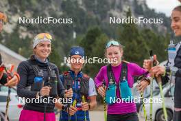 14.10.2023, Font-Romeu, France (FRA): Léna Quintin (FRA), Flora Dolci (FRA), Mélissa Gal (FRA), (l-r) - Cross-Country training, Font-Romeu (FRA). www.nordicfocus.com. © Authamayou/NordicFocus. Every downloaded picture is fee-liable.