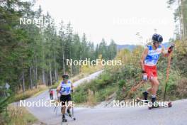 20.10.2023, Ramsau am Dachstein, Austria (AUT): Jakob Poelzleitner (AUT), Philipp Wieser (AUT), (l-r) - Cross-Country summer training, Ramsau am Dachstein (AUT). www.nordicfocus.com. © Manzoni/NordicFocus. Every downloaded picture is fee-liable.