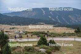 14.10.2023, Font-Romeu, France (FRA): Delphine Claudel (FRA), Liv Coupat (FRA), Mélissa Gal (FRA), Flora Dolci (FRA), Juliette Ducordeau (FRA), Léna Quintin (FRA), Julie Pierrel (FRA), Eve Ondine Duchaufour (FRA), Maelle Veyre (FRA), Vincent Vittoz (FRA), Coach Team France, (l-r) - Cross-Country training, Font-Romeu (FRA). www.nordicfocus.com. © Authamayou/NordicFocus. Every downloaded picture is fee-liable.