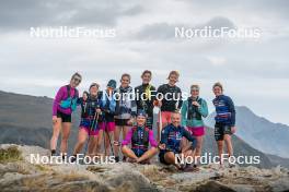 14.10.2023, Font-Romeu, France (FRA): Mélissa Gal (FRA), Juliette Ducordeau (FRA), Eve Ondine Duchaufour (FRA), Delphine Claudel (FRA), Maelle Veyre (FRA), Julie Pierrel (FRA), Léna Quintin (FRA), Liv Coupat (FRA), Flora Dolci (FRA), Vincent Vittoz (FRA), Coach Team France, (l-r) - Cross-Country training, Font-Romeu (FRA). www.nordicfocus.com. © Authamayou/NordicFocus. Every downloaded picture is fee-liable.