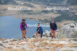 14.10.2023, Font-Romeu, France (FRA): Flora Dolci (FRA), Liv Coupat (FRA), Juliette Ducordeau (FRA), (l-r) - Cross-Country training, Font-Romeu (FRA). www.nordicfocus.com. © Authamayou/NordicFocus. Every downloaded picture is fee-liable.