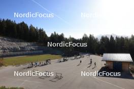 11.10.2023, Ramsau am Dachstein, Austria (AUT): Undefined athletes compete on the roller ski track - Cross-Country summer training, Ramsau am Dachstein (AUT). www.nordicfocus.com. © Manzoni/NordicFocus. Every downloaded picture is fee-liable.