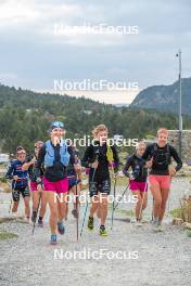 14.10.2023, Font-Romeu, France (FRA): Eve Ondine Duchaufour (FRA), Maelle Veyre (FRA), Julie Pierrel (FRA), (l-r) - Cross-Country training, Font-Romeu (FRA). www.nordicfocus.com. © Authamayou/NordicFocus. Every downloaded picture is fee-liable.