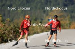 11.10.2023, Ramsau am Dachstein, Austria (AUT): Franz-Josef Rehrl (AUT), Mika Vermeulen (AUT), (l-r) - Cross-Country summer training, Ramsau am Dachstein (AUT). www.nordicfocus.com. © Manzoni/NordicFocus. Every downloaded picture is fee-liable.