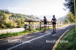 20.07.2023, Lavaze, Italy (ITA): Coletta Rydzek (GER), Linn Svahn (SWE), (l-r)  - Cross-Country summer training, Lavaze (ITA). www.nordicfocus.com. © Barbieri/NordicFocus. Every downloaded picture is fee-liable.