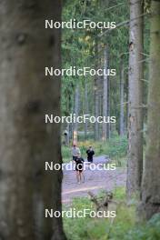 26.09.2023, Oberhof, Germany (GER): Avelino Naepflin (SUI), Janik Rienli (SUI), Pierrick Cottier (SUI), (l-r) - Cross-Country training, Oberhof (GER). www.nordicfocus.com. © Reichert/NordicFocus. Every downloaded picture is fee-liable.