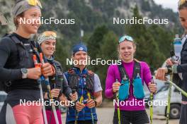 14.10.2023, Font-Romeu, France (FRA): Léna Quintin (FRA), Flora Dolci (FRA), Mélissa Gal (FRA), (l-r) - Cross-Country training, Font-Romeu (FRA). www.nordicfocus.com. © Authamayou/NordicFocus. Every downloaded picture is fee-liable.