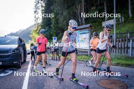 20.07.2023, Lavaze, Italy (ITA): Katherine Sauerbrey (GER), Lisa Lohmann (GER), Helen Hoffmann (GER), Pia Fink (GER), (l-r)  - Cross-Country summer training, Lavaze (ITA). www.nordicfocus.com. © Barbieri/NordicFocus. Every downloaded picture is fee-liable.