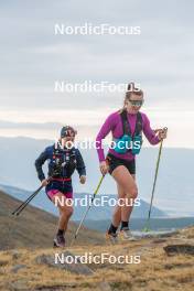 14.10.2023, Font-Romeu, France (FRA): Juliette Ducordeau (FRA), Mélissa Gal (FRA), (l-r) - Cross-Country training, Font-Romeu (FRA). www.nordicfocus.com. © Authamayou/NordicFocus. Every downloaded picture is fee-liable.