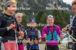 14.10.2023, Font-Romeu, France (FRA): Léna Quintin (FRA), Flora Dolci (FRA), Mélissa Gal (FRA), (l-r) - Cross-Country training, Font-Romeu (FRA). www.nordicfocus.com. © Authamayou/NordicFocus. Every downloaded picture is fee-liable.