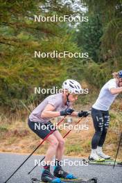 18.10.2023, Font-Romeu, France (FRA): Delphine Claudel (FRA) - Cross-Country training, Font-Romeu (FRA). www.nordicfocus.com. © Authamayou/NordicFocus. Every downloaded picture is fee-liable.