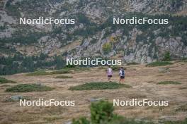 14.10.2023, Font-Romeu, France (FRA): Delphine Claudel (FRA), Flora Dolci (FRA), (l-r) - Cross-Country training, Font-Romeu (FRA). www.nordicfocus.com. © Authamayou/NordicFocus. Every downloaded picture is fee-liable.