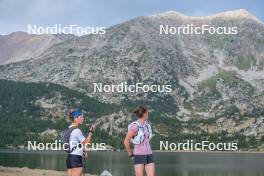 14.10.2023, Font-Romeu, France (FRA): Flora Dolci (FRA), Delphine Claudel (FRA), (l-r) - Cross-Country training, Font-Romeu (FRA). www.nordicfocus.com. © Authamayou/NordicFocus. Every downloaded picture is fee-liable.