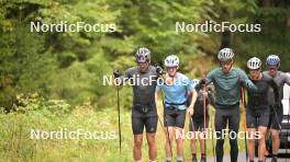 29.09.2023, Oberhof, Germany (GER): Jason Rueesch (SUI), Antonin Savary (SUI), Fabrizio Albasini (SUI), (l-r) - Cross-Country training, Oberhof (GER). www.nordicfocus.com. © Reichert/NordicFocus. Every downloaded picture is fee-liable.