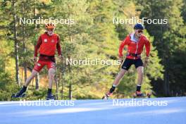 11.10.2023, Ramsau am Dachstein, Austria (AUT): Franz-Josef Rehrl (AUT), Mika Vermeulen (AUT), (l-r) - Cross-Country summer training, Ramsau am Dachstein (AUT). www.nordicfocus.com. © Manzoni/NordicFocus. Every downloaded picture is fee-liable.