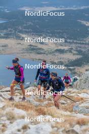 14.10.2023, Font-Romeu, France (FRA): Flora Dolci (FRA), Liv Coupat (FRA), Juliette Ducordeau (FRA), (l-r) - Cross-Country training, Font-Romeu (FRA). www.nordicfocus.com. © Authamayou/NordicFocus. Every downloaded picture is fee-liable.