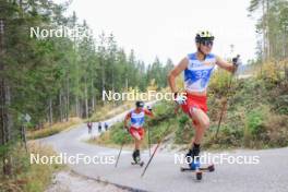 20.10.2023, Ramsau am Dachstein, Austria (AUT): Benjamin Moser (AUT), Tobias Ganner (AUT), (l-r) - Cross-Country summer training, Ramsau am Dachstein (AUT). www.nordicfocus.com. © Manzoni/NordicFocus. Every downloaded picture is fee-liable.