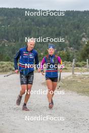 14.10.2023, Font-Romeu, France (FRA): Vincent Vittoz (FRA), Coach Team France, Flora Dolci (FRA), (l-r) - Cross-Country training, Font-Romeu (FRA). www.nordicfocus.com. © Authamayou/NordicFocus. Every downloaded picture is fee-liable.