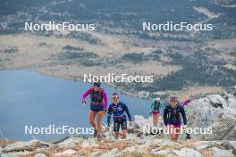 14.10.2023, Font-Romeu, France (FRA): Flora Dolci (FRA), Liv Coupat (FRA), Juliette Ducordeau (FRA), (l-r) - Cross-Country training, Font-Romeu (FRA). www.nordicfocus.com. © Authamayou/NordicFocus. Every downloaded picture is fee-liable.