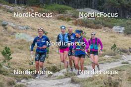 14.10.2023, Font-Romeu, France (FRA): Liv Coupat (FRA), Eve Ondine Duchaufour (FRA), Flora Dolci (FRA), Mélissa Gal (FRA), (l-r) - Cross-Country training, Font-Romeu (FRA). www.nordicfocus.com. © Authamayou/NordicFocus. Every downloaded picture is fee-liable.