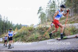 20.10.2023, Ramsau am Dachstein, Austria (AUT): Jakob Poelzleitner (AUT), Philipp Wieser (AUT), (l-r) - Cross-Country summer training, Ramsau am Dachstein (AUT). www.nordicfocus.com. © Manzoni/NordicFocus. Every downloaded picture is fee-liable.