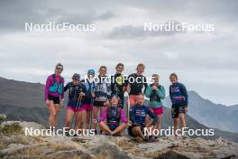 14.10.2023, Font-Romeu, France (FRA): Mélissa Gal (FRA), Juliette Ducordeau (FRA), Eve Ondine Duchaufour (FRA), Delphine Claudel (FRA), Maelle Veyre (FRA), Julie Pierrel (FRA), Léna Quintin (FRA), Liv Coupat (FRA), Flora Dolci (FRA), Vincent Vittoz (FRA), Coach Team France, (l-r) - Cross-Country training, Font-Romeu (FRA). www.nordicfocus.com. © Authamayou/NordicFocus. Every downloaded picture is fee-liable.