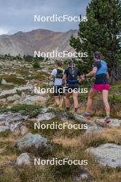 14.10.2023, Font-Romeu, France (FRA): Maelle Veyre (FRA), Juliette Ducordeau (FRA), Eve Ondine Duchaufour (FRA), (l-r) - Cross-Country training, Font-Romeu (FRA). www.nordicfocus.com. © Authamayou/NordicFocus. Every downloaded picture is fee-liable.