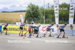 07.07.2023, Romont, Switzerland (SUI): Fabrizio Albasini (SUI), Nathan Marseille (FRA), Hugo Serot (FRA), Sven Buholzer (SUI), Luc Primet (FRA), Silvan Hauser (SUI), (l-r) - Dupaski Festival, Romont (SUI). www.nordicfocus.com. © Manzoni/NordicFocus. Every downloaded picture is fee-liable.