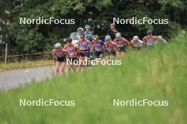 08.07.2023, Romont, Switzerland (SUI): Sandra Schuetzova (CZE), Johanna Hagstroem (SWE), Lea Fischer (SUI), Noe Naeff (SUI), Nadja Kaelin (SUI), Elyne Mooser (SUI), Hanna Fine (FRA), (l-r) - Dupaski Festival, Romont (SUI). www.nordicfocus.com. © Manzoni/NordicFocus. Every downloaded picture is fee-liable.