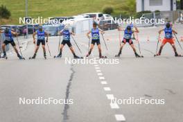 07.07.2023, Romont, Switzerland (SUI): Silvan Durrer (SUI), Fabrizio Albasini (SUI), Mathieu Blanc (FRA), Nathan Marseille (FRA), Luc Primet (FRA), Hugo Serot (FRA), (l-r) - Dupaski Festival, Romont (SUI). www.nordicfocus.com. © Manzoni/NordicFocus. Every downloaded picture is fee-liable.