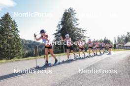 06.07.2023, Romont, Switzerland (SUI): Maya Even (FRA), Justine Gaillard (FRA), Nadia Steiger (SUI), Leandra Beck (SUI), Malia Elmer (SUI), Bianca Buholzer (SUI), Flavia Lindegger (SUI), (l-r) - Dupaski Festival, Romont (SUI). www.nordicfocus.com. © Manzoni/NordicFocus. Every downloaded picture is fee-liable.