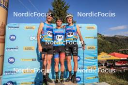 06.07.2023, Romont, Switzerland (SUI): Candide Pralong (SUI), Jeremy Royer (FRA), Remi Bourdin (FRA), (l-r) - Dupaski Festival, Romont (SUI). www.nordicfocus.com. © Manzoni/NordicFocus. Every downloaded picture is fee-liable.