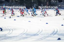 05.03.2023, Planica, Slovenia (SLO): Paal Golberg (NOR), Johannes Hoesflot Klaebo (NOR), Federico Pellegrino (ITA), Didrik Toenseth (NOR), Martin Loewstroem Nyenget (NOR), William Poromaa (SWE), Andrew Musgrave (GBR), Ireneu Esteve Altimiras (AND), Francesco De Fabiani (ITA), Calle Halfvarsson (SWE), (l-r)  - FIS nordic world ski championships cross-country, mass men, Planica (SLO). www.nordicfocus.com. © Thibaut/NordicFocus. Every downloaded picture is fee-liable.