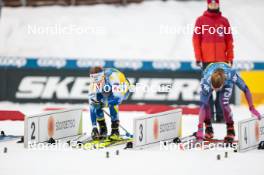 16.12.2023, Trondheim, Norway (NOR): Ebba Andersson (SWE), Rosie Brennan (USA), (l-r)  - FIS world cup cross-country, skiathlon, Trondheim (NOR). www.nordicfocus.com. © Modica/NordicFocus. Every downloaded picture is fee-liable.