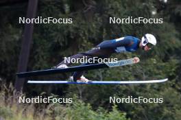 01.09.2023, Villach, Austria (AUT): Niklas Malacinski (USA) - FIS Nordic Combined Summer Grand Prix men and women, training, compact sprint HS98/7.5km men, Villach (AUT). www.nordicfocus.com. © Volk/NordicFocus. Every downloaded picture is fee-liable.