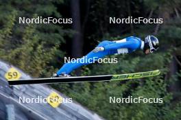 01.09.2023, Villach, Austria (AUT): Vitaliy Hrebeniuk (UKR) - FIS Nordic Combined Summer Grand Prix men and women, training, compact sprint HS98/7.5km men, Villach (AUT). www.nordicfocus.com. © Volk/NordicFocus. Every downloaded picture is fee-liable.