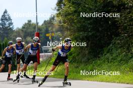 03.09.2023, Villach, Austria (AUT): Richard Stenzel (GER), Christian Deuschl (AUT), David Mach (GER), (l-r)  - FIS Nordic Combined Summer Grand Prix men and women, individual gundersen HS98/10km men, Villach (AUT). www.nordicfocus.com. © Volk/NordicFocus. Every downloaded picture is fee-liable.