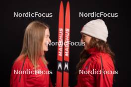 28.11.2023, Oestersund, Sweden, (SWE): Emma Lunder (CAN), Emily Dickson (CAN), (l-r) - IBU World Cup Biathlon, photoshooting, Oestersund (SWE). www.nordicfocus.com. © Manzoni/NordicFocus. Every downloaded picture is fee-liable.