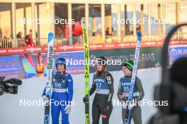 03.12.2023, Lillehammer, Norway (NOR): Alexandria Loutitt (CAN), Josephine Pagnier (FRA), Eirin Maria Kvandal (NOR), (l-r)  - FIS world cup ski jumping women, individual HS140, Lillehammer (NOR). www.nordicfocus.com. © Authamayou/NordicFocus. Every downloaded picture is fee-liable.
