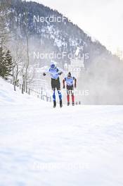 21.01.2023, Zuoz Switzerland (SUI): Marino Capelli (SUI), Juuso Maekelae (FIN), (l-r) - Ski Classics La Diagonela, Zuoz (SUI). www.nordicfocus.com. © Reichert/NordicFocus. Every downloaded picture is fee-liable.
