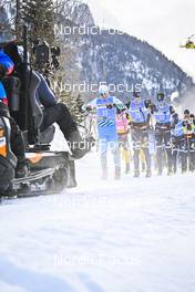 21.01.2023, Zuoz Switzerland (SUI): Fabian Stocek (CZE), Alvar Myhlback (SWE), Runar Skaug Mathisen (NOR), (l-r) - Ski Classics La Diagonela, Zuoz (SUI). www.nordicfocus.com. © Reichert/NordicFocus. Every downloaded picture is fee-liable.