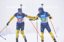 07.01.2024, Oberhof, Germany (GER): Emil Nykvist (SWE), Jesper Nelin (SWE), (l-r) - IBU World Cup Biathlon, relay men, Oberhof (GER). www.nordicfocus.com. © Manzoni/NordicFocus. Every downloaded picture is fee-liable.