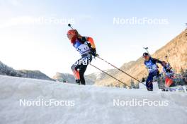 14.01.2024, Ruhpolding, Germany (GER): Julia Tannheimer (GER), Sophie Chauveau (FRA), Oceane Michelon (FRA), (l-r) - IBU World Cup Biathlon, pursuit women, Ruhpolding (GER). www.nordicfocus.com. © Manzoni/NordicFocus. Every downloaded picture is fee-liable.