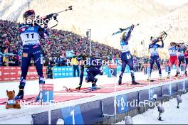 14.01.2024, Ruhpolding, Germany (GER): Juni Arnekleiv (NOR), Lisa Vittozzi (ITA), Ingrid Landmark Tandrevold (NOR), (l-r) - IBU World Cup Biathlon, pursuit women, Ruhpolding (GER). www.nordicfocus.com. © Thibaut/NordicFocus. Every downloaded picture is fee-liable.