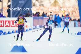 14.01.2024, Ruhpolding, Germany (GER): Justine Braisaz-Bouchet (FRA), Jeanne Richard (FRA), (l-r) - IBU World Cup Biathlon, pursuit women, Ruhpolding (GER). www.nordicfocus.com. © Thibaut/NordicFocus. Every downloaded picture is fee-liable.