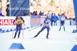 14.01.2024, Ruhpolding, Germany (GER): Justine Braisaz-Bouchet (FRA), Jeanne Richard (FRA), (l-r) - IBU World Cup Biathlon, pursuit women, Ruhpolding (GER). www.nordicfocus.com. © Thibaut/NordicFocus. Every downloaded picture is fee-liable.