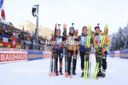 10.01.2024, Ruhpolding, Germany (GER): Hanna Kebinger (GER), Franziska Preuss (GER), Sophia Schneider (GER), Janina Hettich-Walz (GER), (l-r) - IBU World Cup Biathlon, relay women, Ruhpolding (GER). www.nordicfocus.com. © Manzoni/NordicFocus. Every downloaded picture is fee-liable.